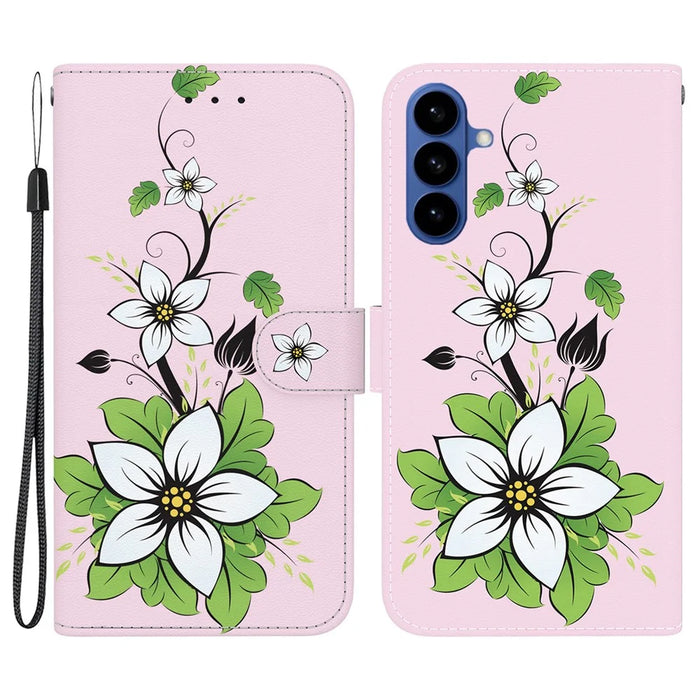 For Samsung Galaxy S26+ Wallet Phone Case Anti-Drop Pattern Printing Leather Flip Cover with Strap - Lily - 1