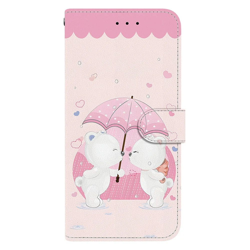 For Samsung Galaxy S26+ Case Pattern Printing Leather Flip Wallet Phone Cover with Lanyard - Cartoon Couple Bear - 7