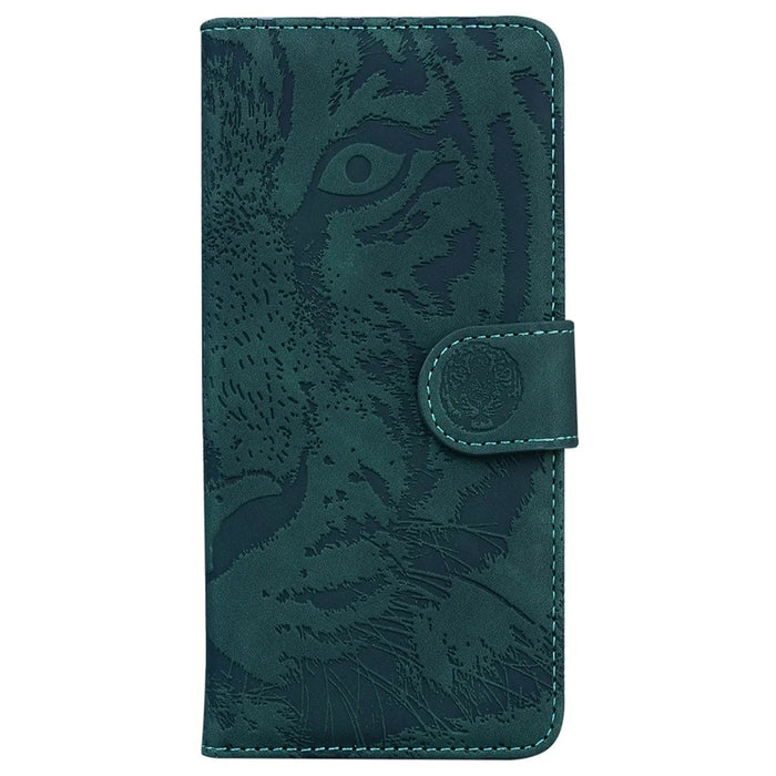 For Samsung Galaxy S26+ Case Tiger Imprint Leather Wallet Phone Cover - Green - 6