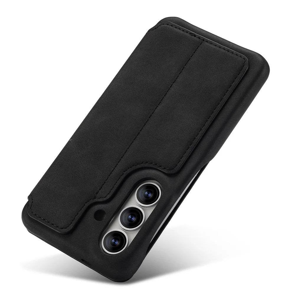LC.IMEEKE For Samsung Galaxy S26 Case Card Holder Stand Leather Phone Cover - Black - 4