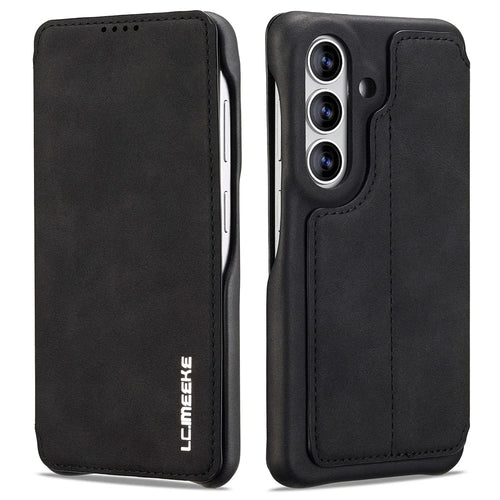 LC.IMEEKE For Samsung Galaxy S26+ Case Card Holder Stand Leather Phone Cover - Black - 1