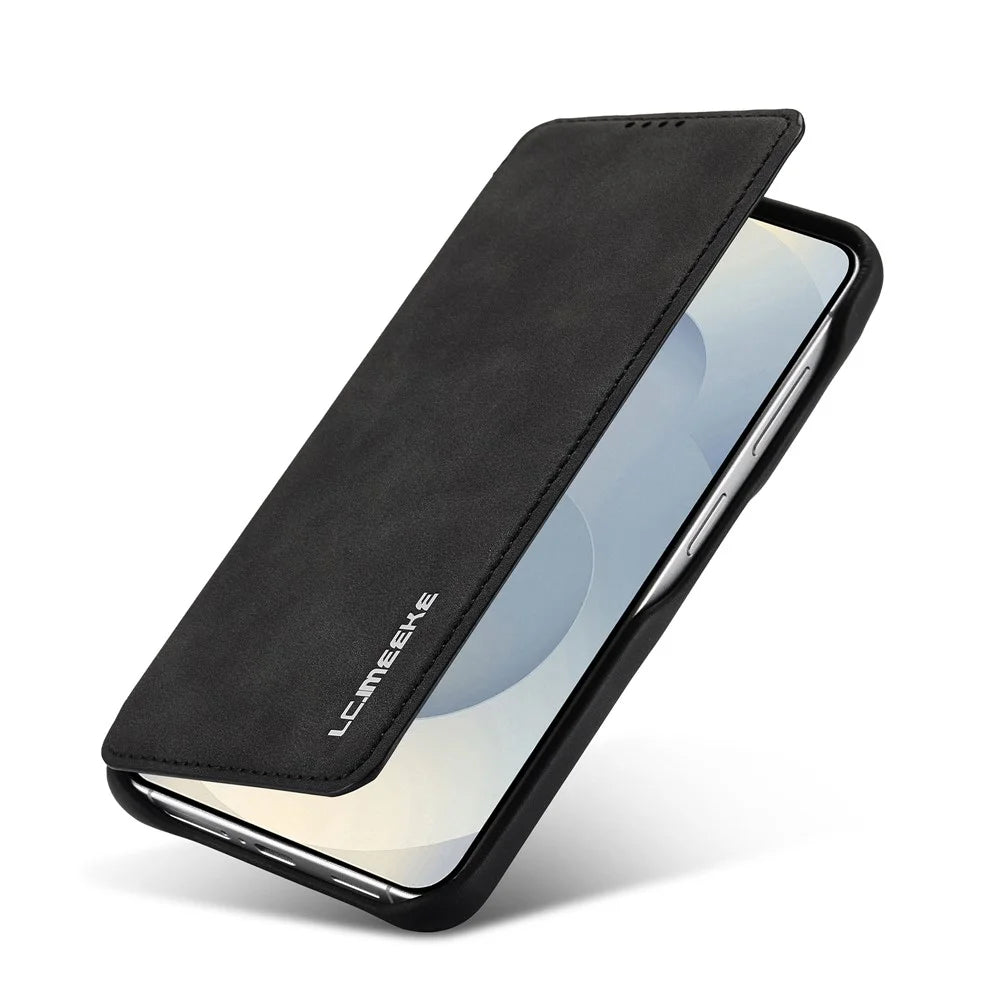 LC.IMEEKE For Samsung Galaxy S26+ Case Card Holder Stand Leather Phone Cover - Black - 5