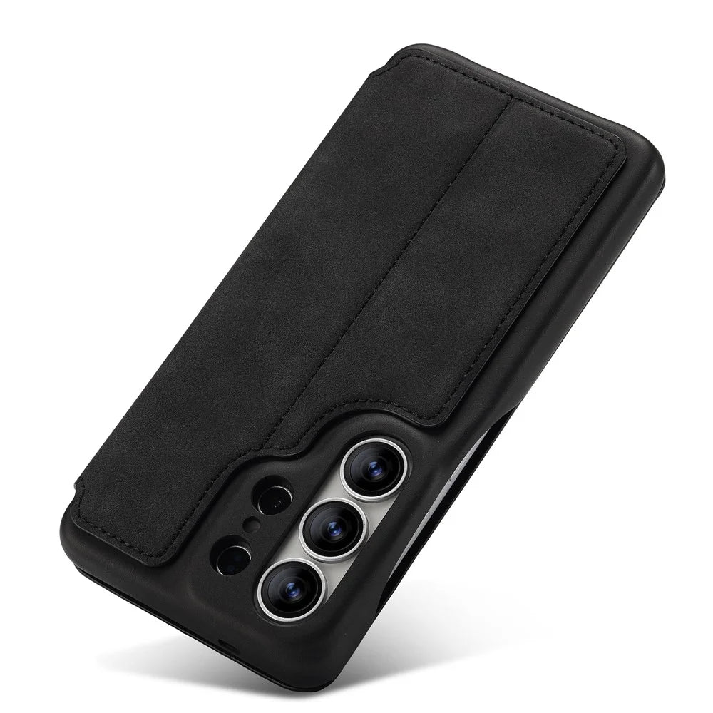 LC.IMEEKE For Samsung Galaxy S26 Ultra Case Card Holder Stand Leather Phone Cover - Black - 4