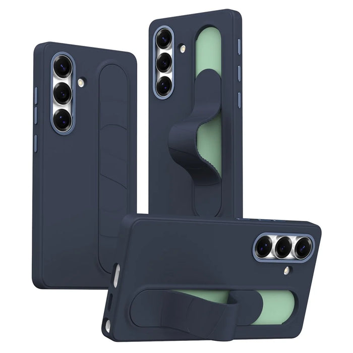 For Samsung Galaxy S26 Case Customizable Smart Key Control Wristband Kickstand PC + Silicone Phone Cover - Sapphire - 1