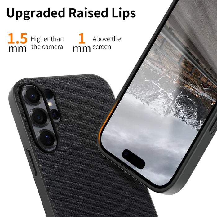 For Samsung Galaxy S26 Ultra Magnetic Case Fine Grid Texture Leather + PC + TPU Phone Cover - Black - 4