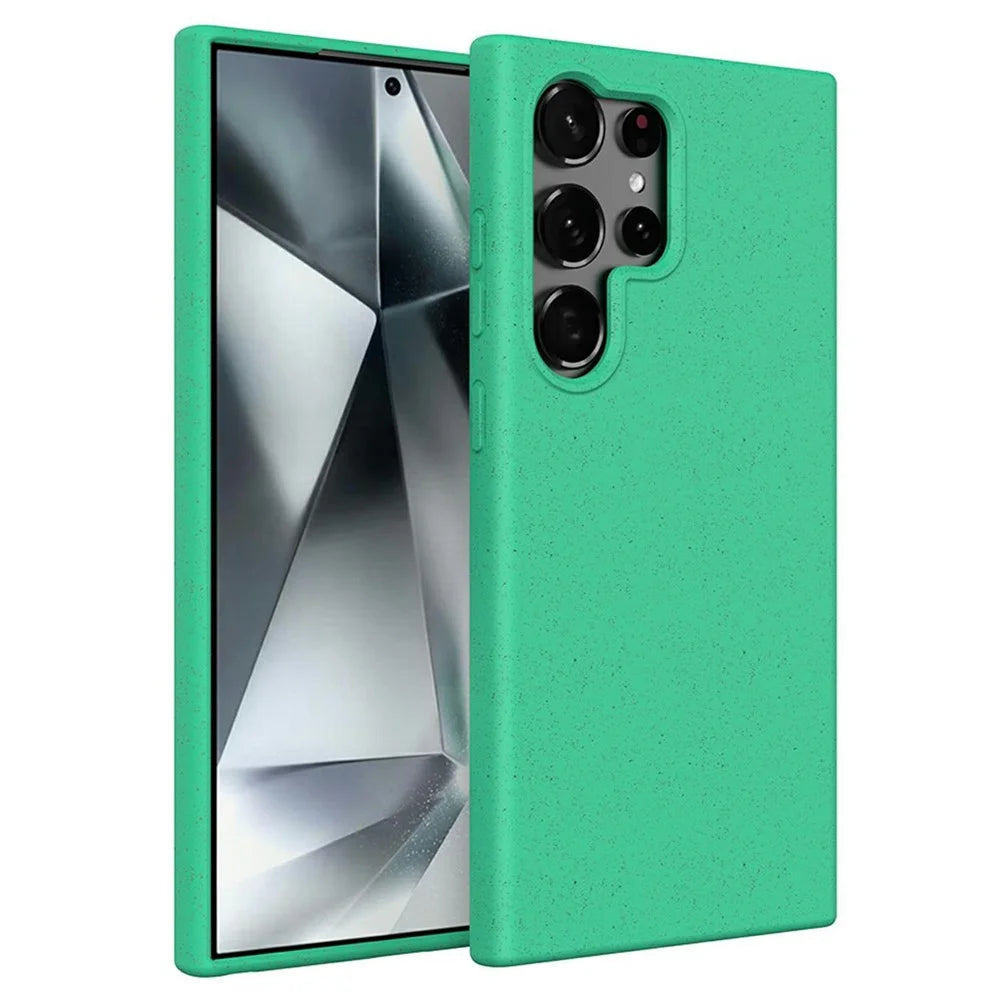For Samsung Galaxy S26 Ultra Case Biodegradable Wheat Straw + TPU Matte Phone Cover - Green - 1