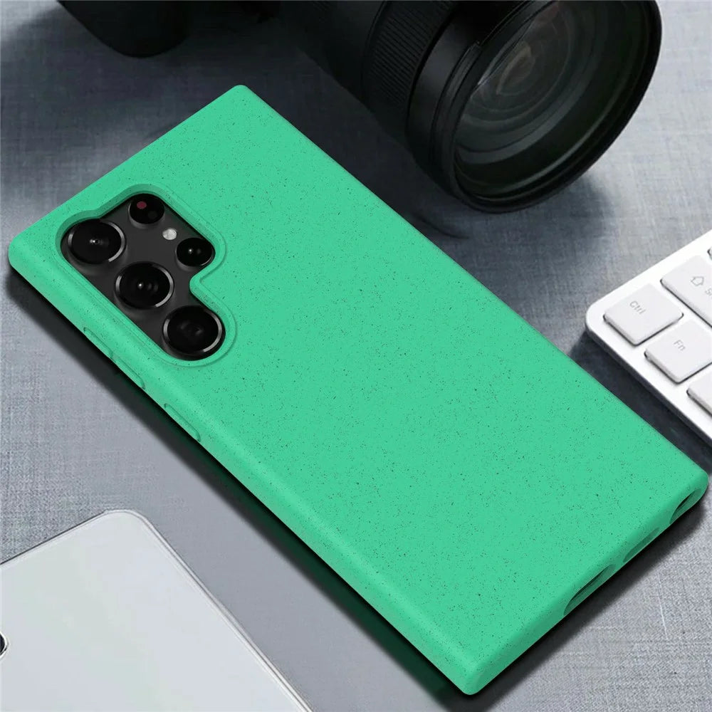 For Samsung Galaxy S26 Ultra Case Biodegradable Wheat Straw + TPU Matte Phone Cover - Green - 2