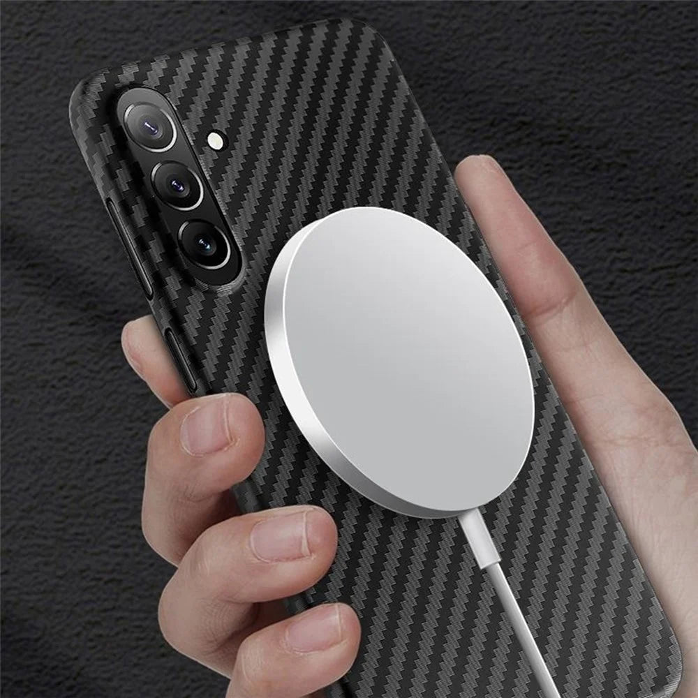 X-LEVEL For Samsung Galaxy S26+ Magnetic Case Carbon Fiber Texture Ultra-Thin PC Hard Phone Cover - Black - 4