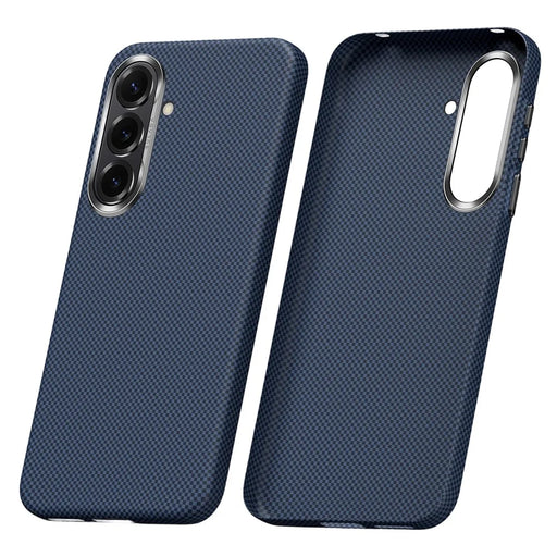 SULADA For Samsung Galaxy S26+ Protective Case Aramid Fiber Grid Textured Anti Fingerprint PC Phone Cover - Titanium Blue - 1