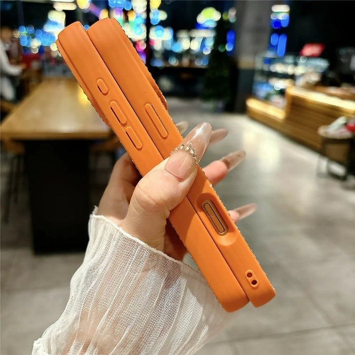 For iPhone 17 Pro Max Case Gradient Glitter Rhinestone Decor TPU Acrylic Shockproof Phone Cover - Orange - 4