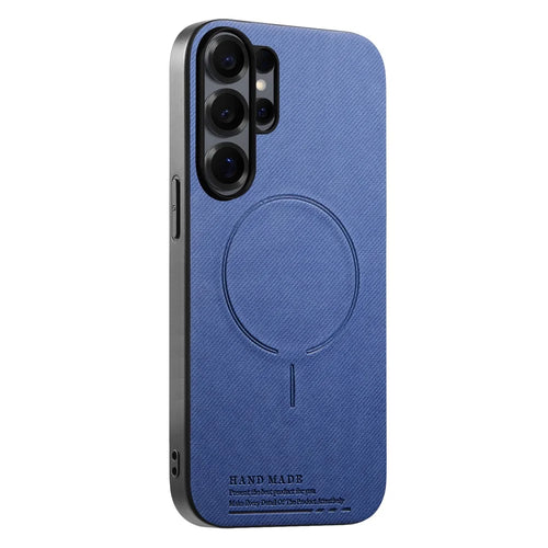 For Samsung Galaxy S25 Ultra Magnetic Case Cloth Texture PC + TPU + PU Leather Anti-Scratch Phone Cover - Blue - 1