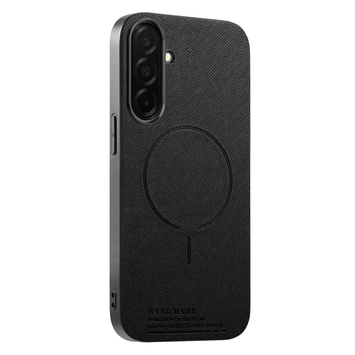 For Samsung Galaxy S26 Magnetic Case Cloth Texture PC + TPU + PU Leather Anti-Scratch Phone Cover - Black - 1