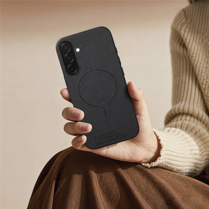For Samsung Galaxy S26 Magnetic Case Cloth Texture PC + TPU + PU Leather Anti-Scratch Phone Cover - Black - 6