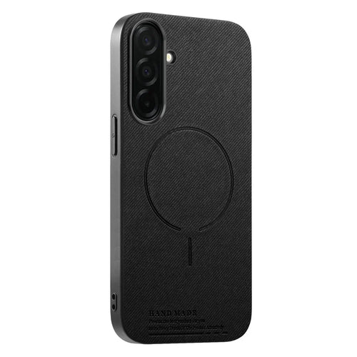 For Samsung Galaxy S25 Magnetic Case Cloth Texture PC + TPU + PU Leather Anti-Scratch Phone Cover - Black - 1