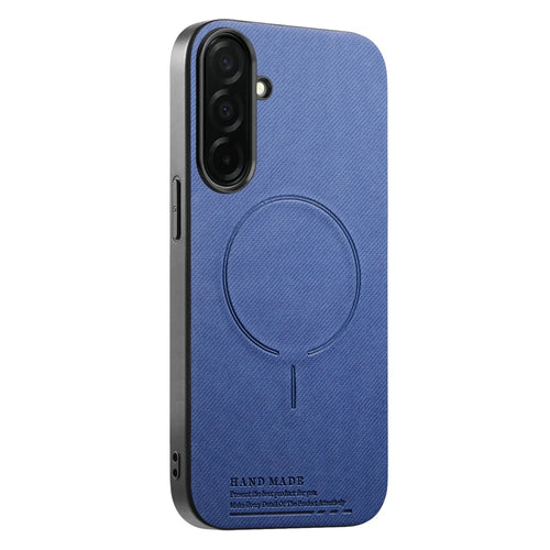 For Samsung Galaxy A57 5G Magnetic Case Cloth Texture PC + TPU + PU Leather Anti-Scratch Phone Cover - Blue - 1
