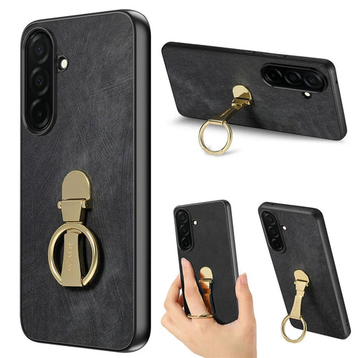 CASENEO D22 For Samsung Galaxy S26 Case Folding Kickstand Retro Leather Back Phone Cover - Black - 1