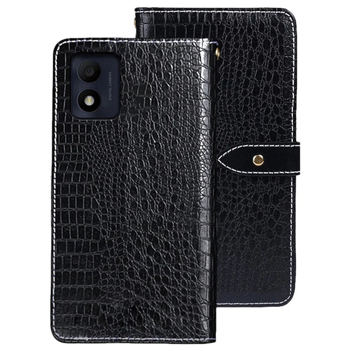 IDEWEI For Alcatel 1B (2022) Crocodile Texture PU Leather Phone Case Stand Wallet Magnetic Clasp Cover - Black - 1