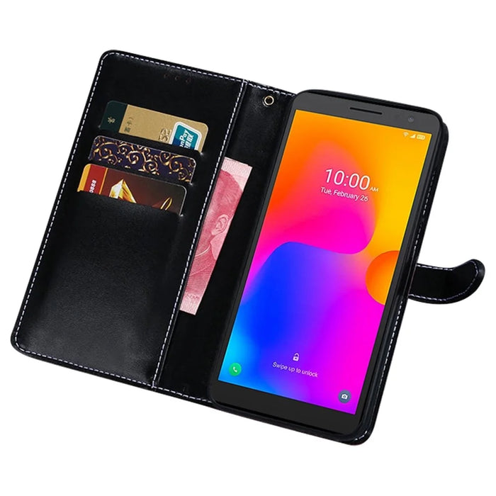 IDEWEI For Alcatel 1B (2022) Crocodile Texture PU Leather Phone Case Stand Wallet Magnetic Clasp Cover - Black - 2