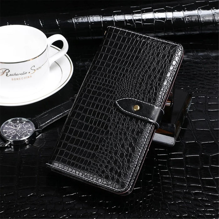 IDEWEI For Alcatel 1B (2022) Crocodile Texture PU Leather Phone Case Stand Wallet Magnetic Clasp Cover - Black - 4