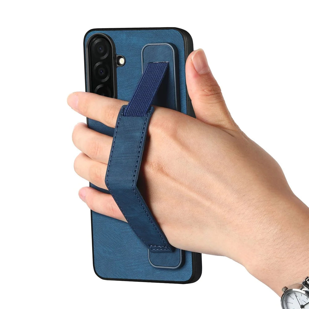 For Samsung Galaxy S26 Case with Wristband Kickstand Leather + TPU Phone Cover - Blue - 2
