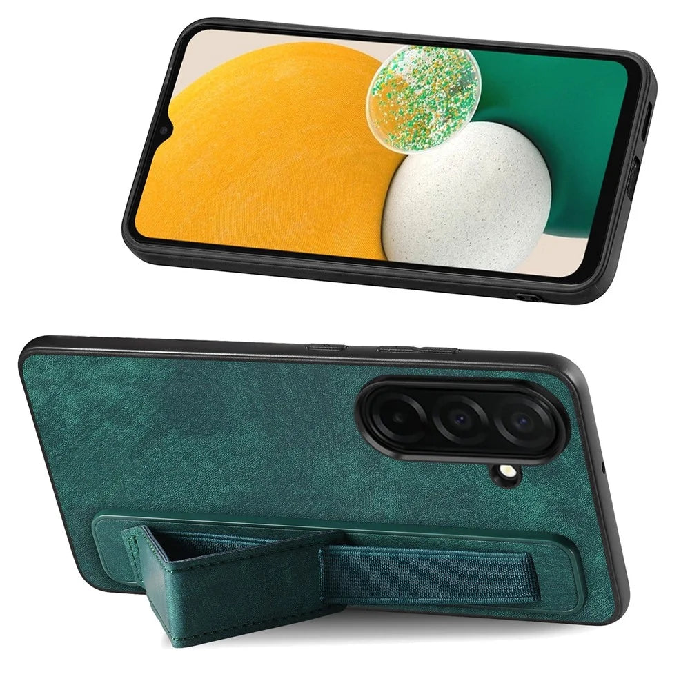 For Samsung Galaxy S26+ Case with Wristband Kickstand Leather + TPU Phone Cover - Green - 3