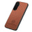 For Samsung Galaxy S26+ Case Leather Phone Back Cover with Cloth Texture - Brown - 3