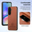 For Samsung Galaxy S26+ Case Leather Phone Back Cover with Cloth Texture - Brown - 5