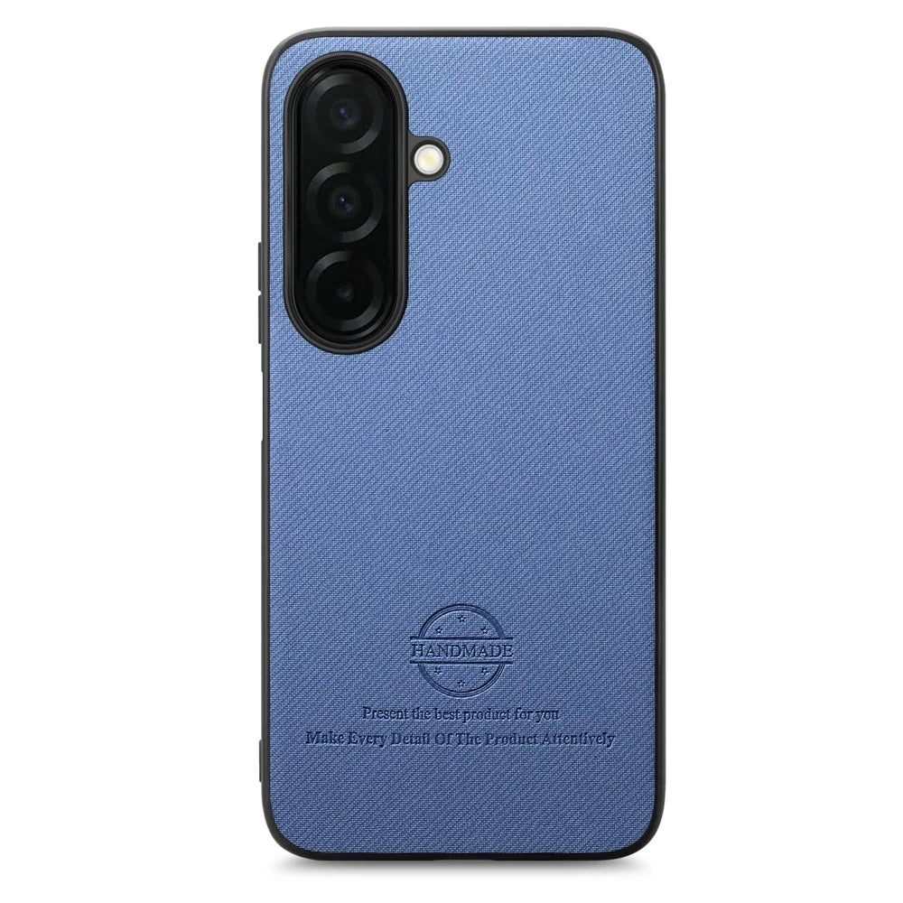 For Samsung Galaxy S26 Case Leather Phone Back Cover with Cloth Texture - Blue - 2