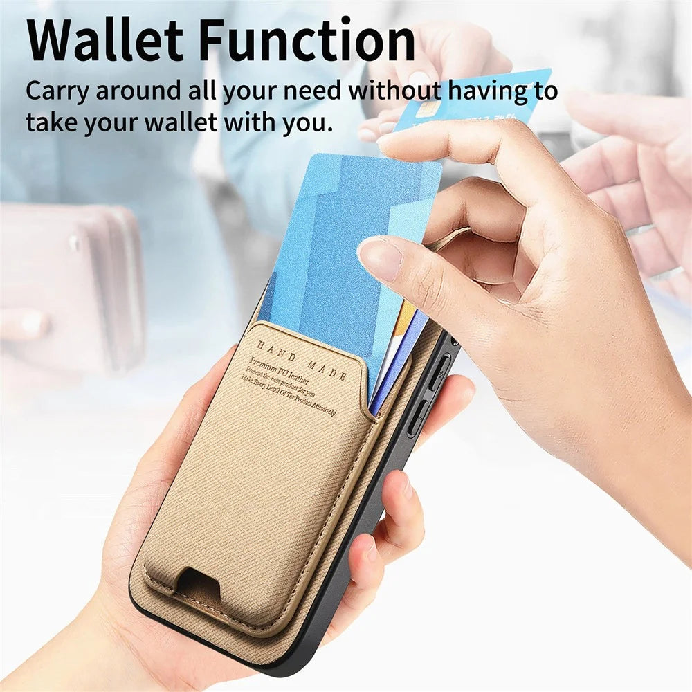 For Samsung Galaxy S26 Case Cloth Texture Leather + PC + TPU Phone Cover with Card Holder Kickstand - Khaki - 6