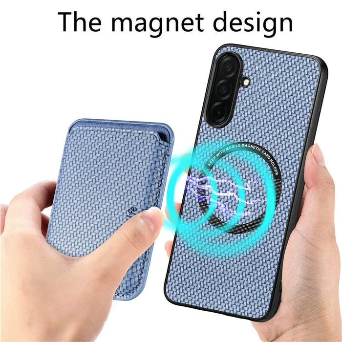 For Samsung Galaxy S26+ Magnetic Case Detachable Card Holder Phone Back Cover - Blue - 3