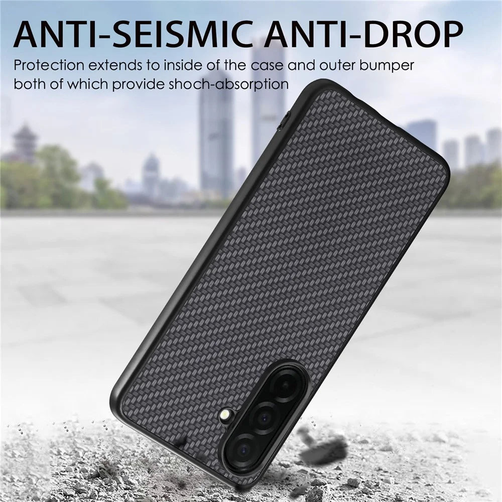 For Samsung Galaxy S26 Case Carbon Fiber Texture PU Leather + PC + TPU Phone Cover - Brown - 7