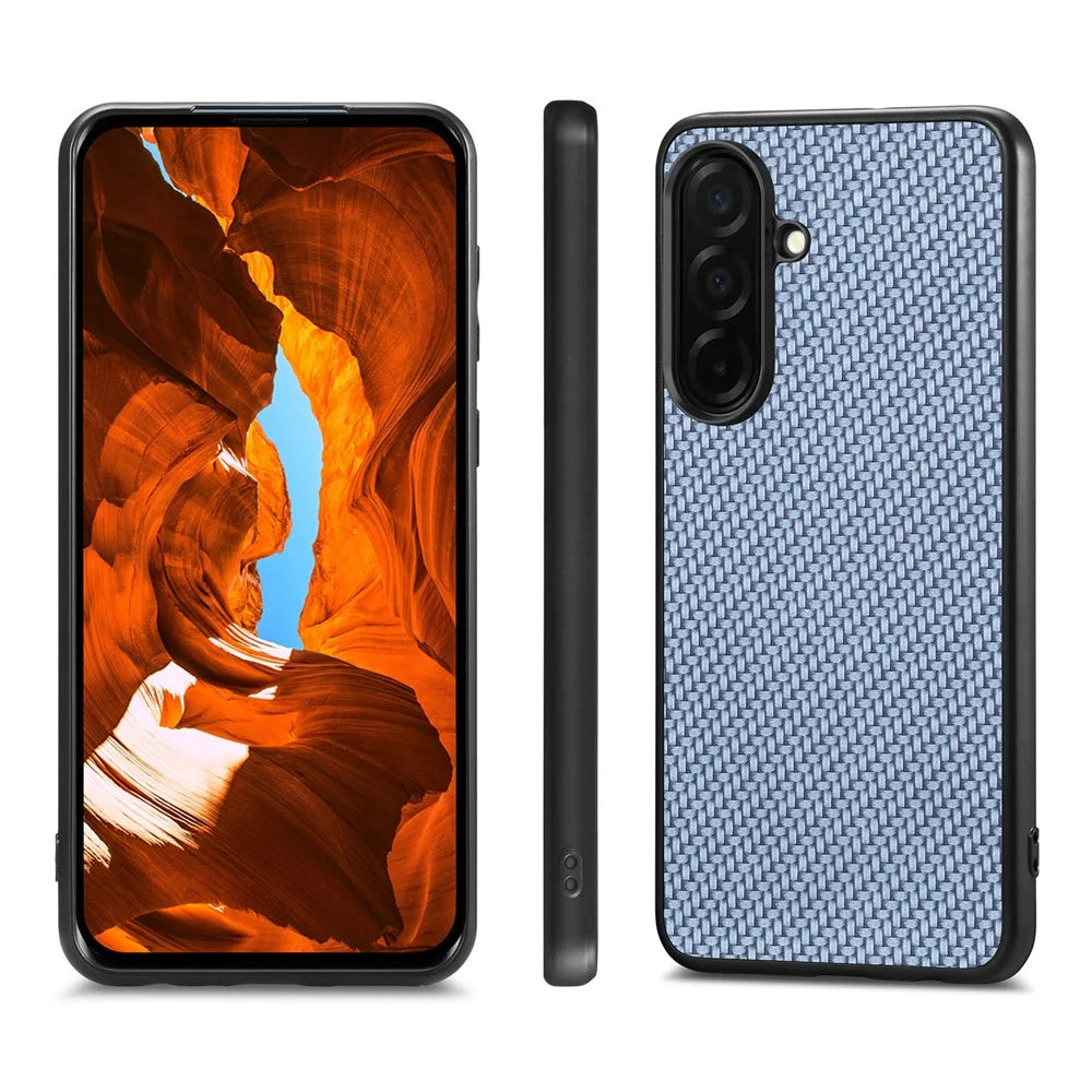 For Samsung Galaxy S26+ Case Carbon Fiber Texture PU Leather + PC + TPU Phone Cover - Blue - 3