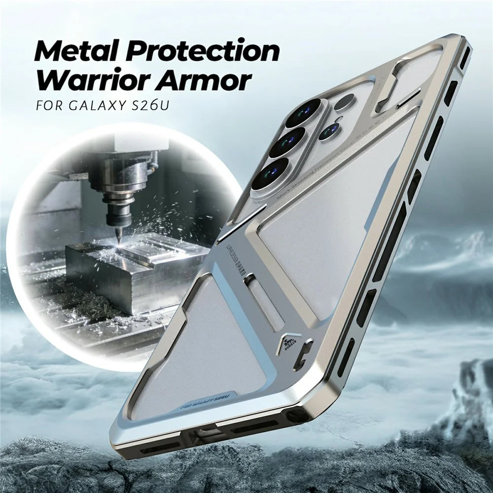 LUPHIE For Samsung Galaxy S26 Ultra Case Detachable Metal Frame Anti Drop Phone Cover with Screen Protector  /  Lens Film - Purple - 3