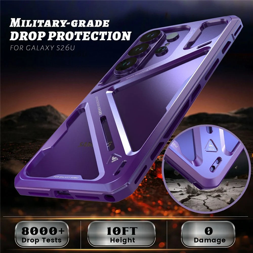 LUPHIE For Samsung Galaxy S25 Ultra Case Detachable Metal Frame Anti Drop Phone Cover with Screen Protector  /  Lens Film - Purple - 4