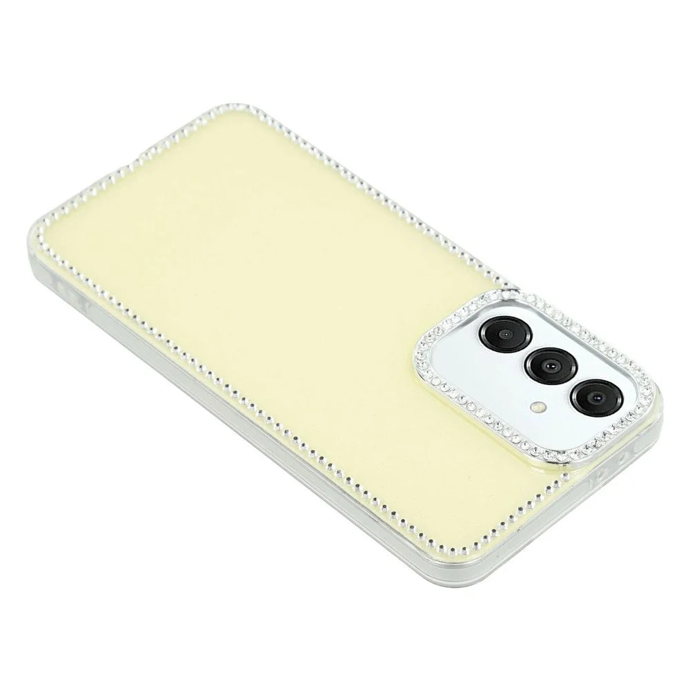 For Samsung Galaxy A37 5G Case Rhinestone Edge Glitter Back TPU + PC IMD Phone Cover - Glitter Light Yellow - 3