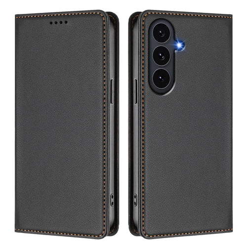 For Samsung Galaxy S26 FE / S25 FE Leather Wallet Case Magnetic Closure RFID Blocking Phone Cover - Black - 1