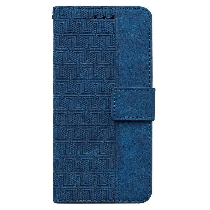 For Samsung Galaxy S26 Ultra Case Geometry Pattern Leather Wallet Phone Cover with Wrist Strap - Blue - 6