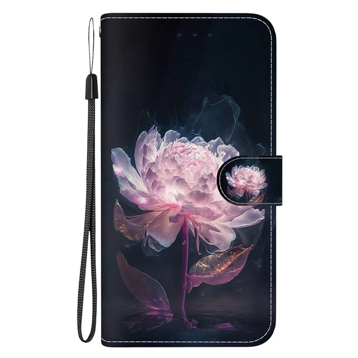 For Samsung Galaxy S26 Ultra Wallet Phone Case Anti-Drop Pattern Printing Leather Flip Cover with Strap - Purple Peony - 7