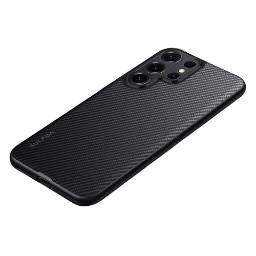 SULADA For Samsung Galaxy S26 Ultra Magnetic Case Metal Lens Frame PU+TPU Phone Cover - Black - 1