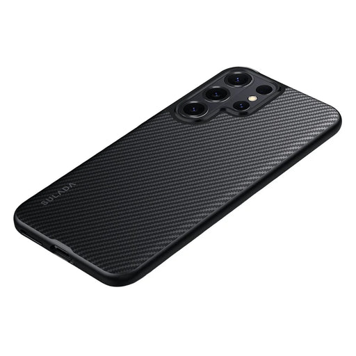 SULADA For Samsung Galaxy S26 Ultra Magnetic Case Metal Lens Frame PU+TPU Phone Cover - Black - 1