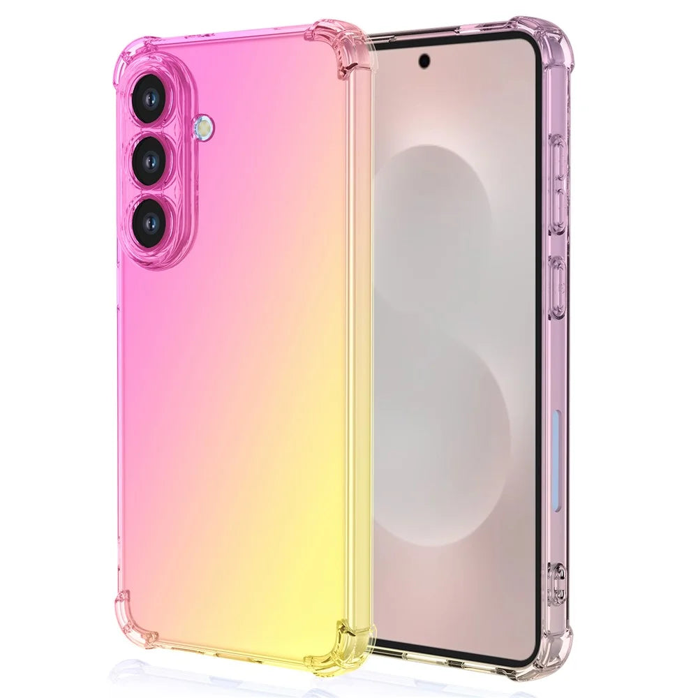 For Samsung Galaxy S26 Case Gradient Color TPU Anti-Drop Phone Cover - Pink  /  Gold - 1