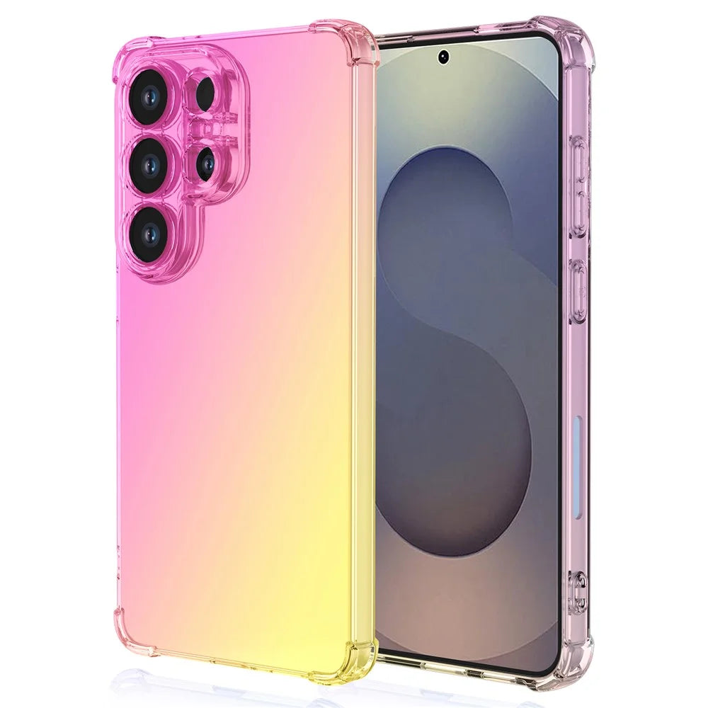 For Samsung Galaxy S26 Ultra Case Gradient Color TPU Anti-Drop Phone Cover - Pink  /  Gold - 1