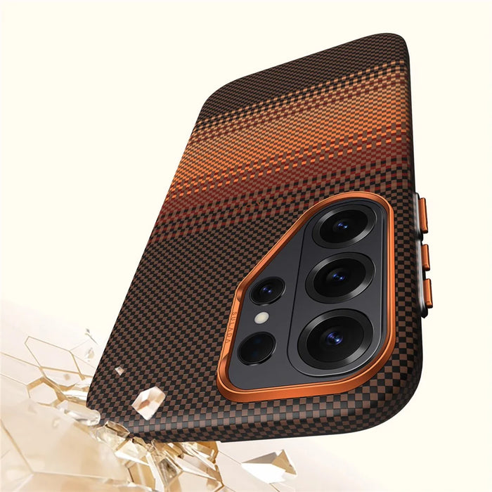 SULADA For Samsung Galaxy S26 Ultra Magnetic Case Hard PC Anti-Scratch Phone Cover - Sunset Orange - 5