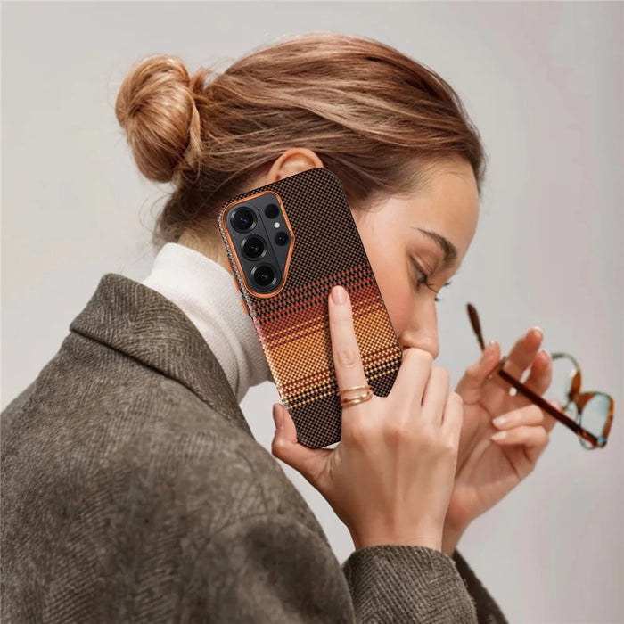 SULADA For Samsung Galaxy S26 Ultra Magnetic Case Hard PC Anti-Scratch Phone Cover - Sunset Orange - 6