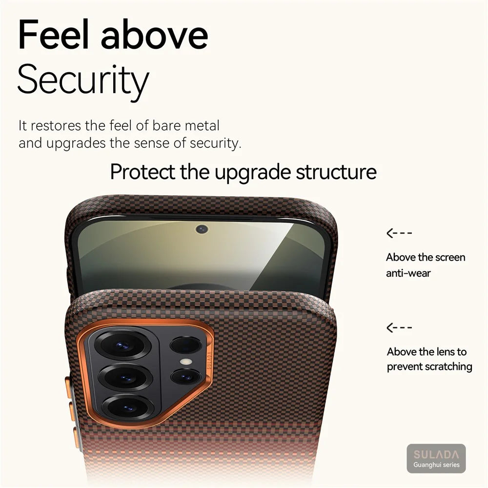 SULADA For Samsung Galaxy S26 Ultra Magnetic Case Hard PC Anti-Scratch Phone Cover - Sunset Orange - 7