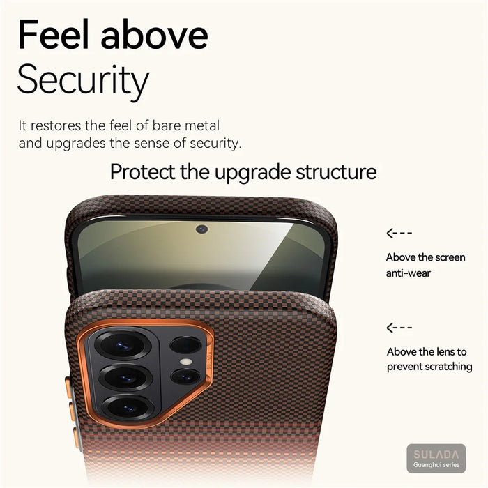SULADA For Samsung Galaxy S26 Ultra Magnetic Case Hard PC Anti-Scratch Phone Cover - Sunset Orange - 7