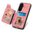 For Samsung Galaxy S26 Retro PU Leather Case Phone Cover with RFID Blocking Card Holder  /  Ring Holder - Pink - 3