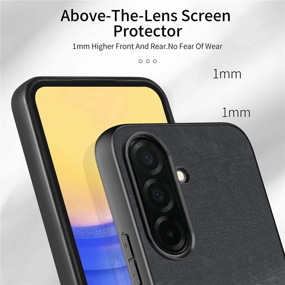 For Samsung Galaxy S26+ Case Shockproof Slim Retro Leather Phone Back Cover - Black - 2