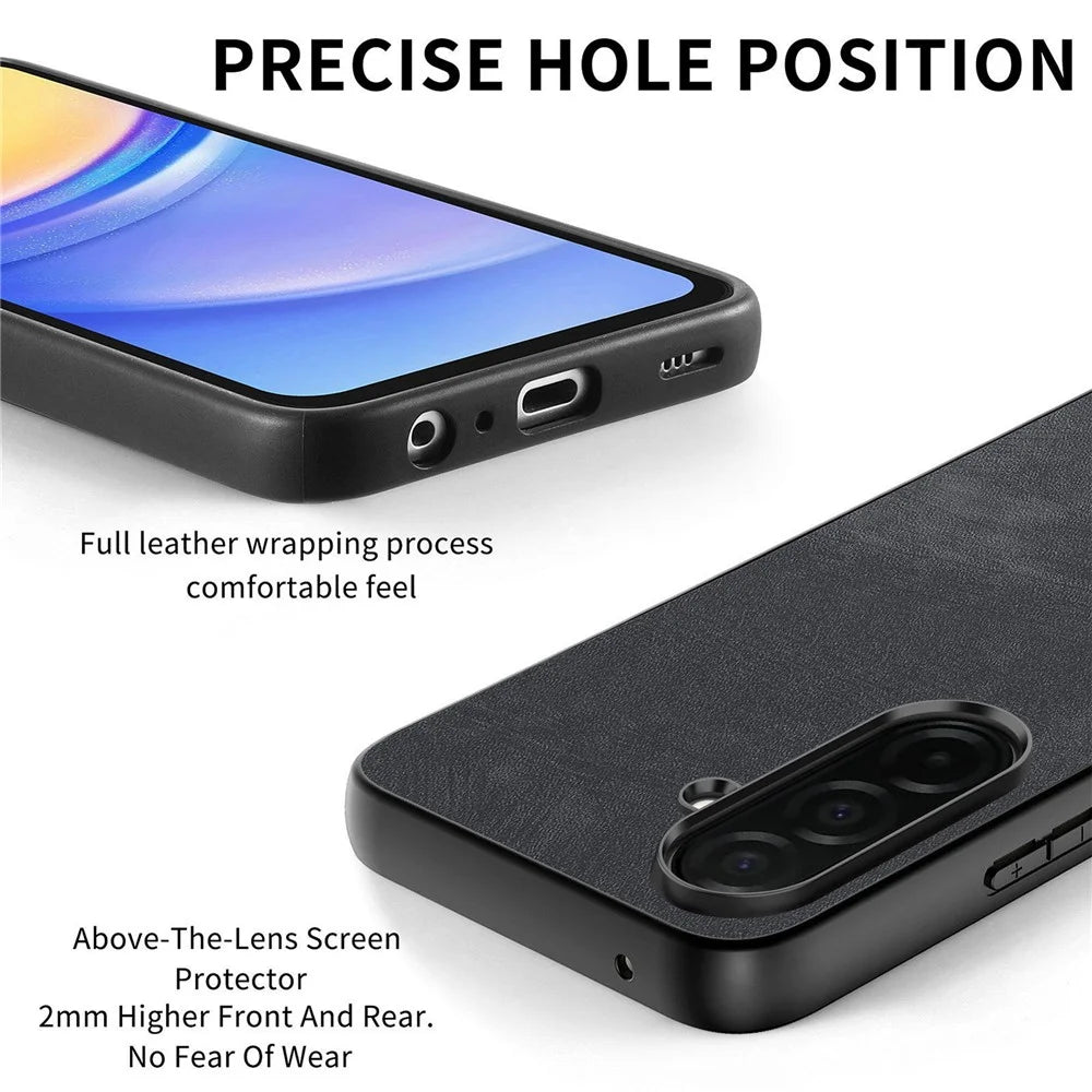 For Samsung Galaxy S26+ Case Shockproof Slim Retro Leather Phone Back Cover - Black - 3
