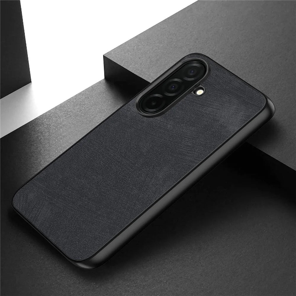 For Samsung Galaxy S26+ Case Shockproof Slim Retro Leather Phone Back Cover - Black - 6